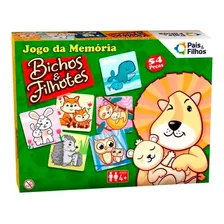 Jogo Pedagógico Memoria Bicho E Filhotes 54 Peças