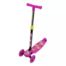 Patinete Infantil 3 Rodas Em Pvc Freio Dobrável Rosa Menina