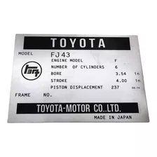 Toyota Land Cruiser Fj43 Emblema Plaqueta Serial