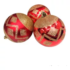 Kit Com 3 Bolas De Natal Com Glitter Vermelha