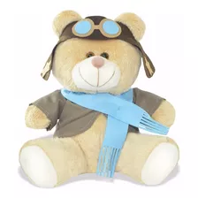 Urso Ursinho De Pelúcia Aviador 25cm Decoração Anti-alérgico