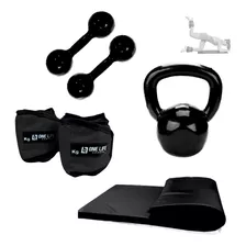 Kit Treino Colchonete+tornozeleira 4kg+halter 2kg+kett 10kg