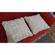 Par De Almohadones A Crochet Para Sofa O Cama De 35 X 35 Cm