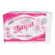 Papel Toalha Bobina Levepel 100% Celulose Virgem C/6 200mts