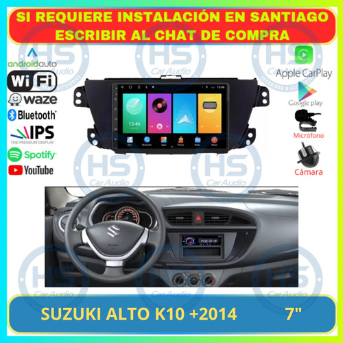 Radio 7 Pulgadas Android Auto Carplay Suzuki Alto K10 +2014 Foto 2