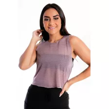 Blusa Feminina Transparente Violeta E Cropped Preto Tomara Q