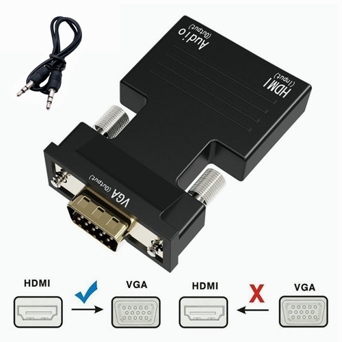 Convertidor De Hdmi A Hembra Macho A Vga Con Adaptador De Au