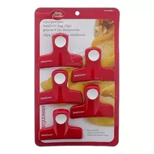 Clips Ganchos Para Sellar Cerrar Bolsas Paquetes Alimentos Color Rojo