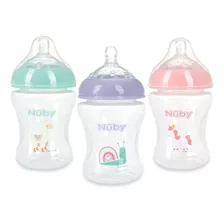 Paquete De 3 Biberones Para Bebés Nuby Con Seno De Flujo Len