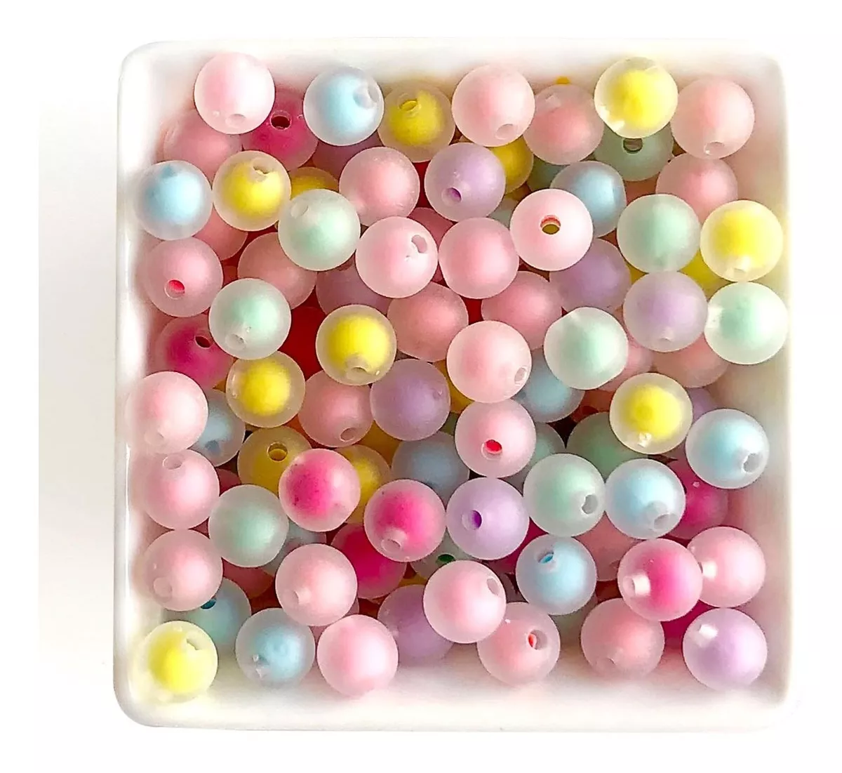 Miçanga Bola Fosca Com Miolo Candy Color 8mm, Aprox 400 Pçs