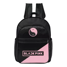 Mochila Escolar Couro Ecologico Black Pink