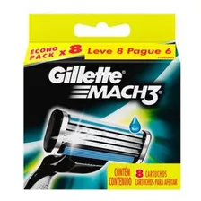 Carga Para Aparelho De Barbear Gillette Mach3 - 8 Cartuchos