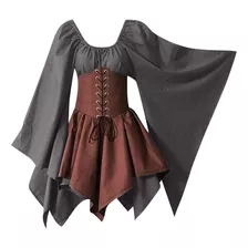 Vestido Renacentista Medieval Para Mujer Con Corsé, Disfraz