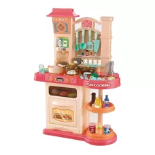 Conjunto Cozinha Infantil Completo Fogão Forno Som Luz 76cm Cor Rosa