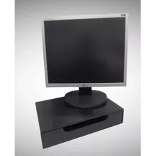 Suporte Para Monitor De Mesa Com 1 Gaveta Multiuso Preto