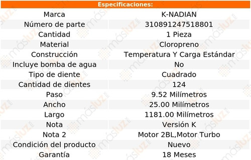 Banda Distribucion Dodge Magnum L4 2.2l 83-88 K-nadian Foto 3