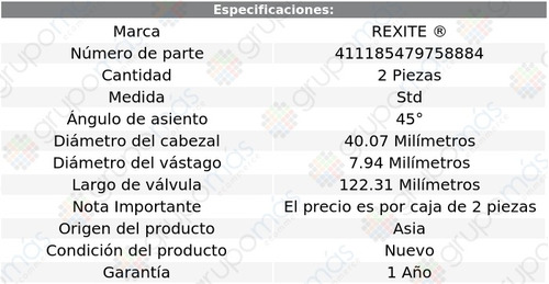 Par Vlvulas De Escape Std Xterra 4 Cil 2.4l 99 Al 04 Foto 2