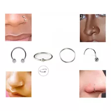 Kit 4 Piercings De Nariz Aço Cirúrgico Nostril