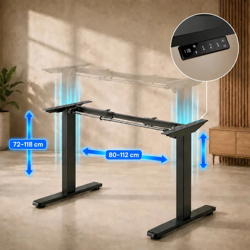 Estrutura De Mesa Elétrica Ergonômica Ajustável C/ Regulagem Altura Estável Escritório Cor Preta Luvinco Preto