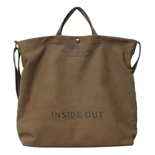 Bolsa De Lona Para Mujer Bag Playa Tote Marrón Inside Out
