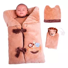 Saída De Maternidade Bebe Menino Saco De Dormir Safari 4pc