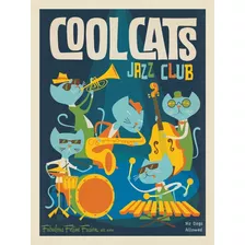 Poster Retrô - Cool Cats Jazz Club - Art Decor 33 Cm X 48 Cm