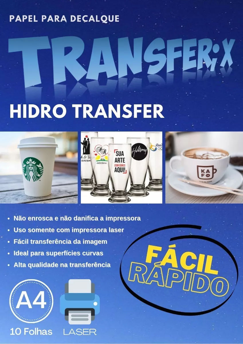 Papel Hidro Transfer Flexível 10 Folhas A4 Transferix
