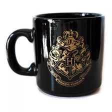 Taza Negra Diseño Harry Potter Logo Hogwarts Pelicula Jarro