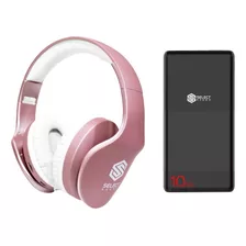 Paquete Audifonos Bluetooth Bth025 + Power Bank De 10000 Mah Color Rosa