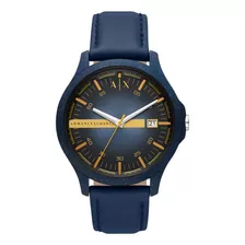 Reloj Hombre Armani Exchange Ax2442 Hampton Correa Azul Bisel Azul Fondo Azul