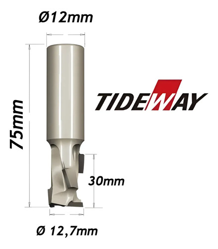 Fresa Diamantada Pcd Tideway Ø 1/2  X 30mm X Haste 12mm Mdf