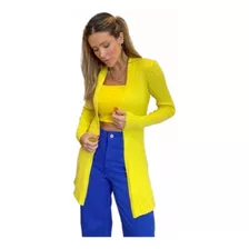 Max Cardigan Cardiã Canelado Kimono Longo Sobretudo Casaco