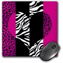 Mouse Pad Rosa Corazon Animal Print 8 X 8 Pulgadas