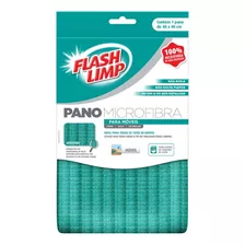 Pano Microfibra Para Moveis Flash Limp Flp6728 Não Risca Cor Verde