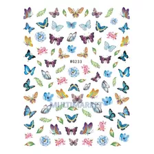 Stickers Para Uñas Autoadhesivos Mariposas Flores Nail Art