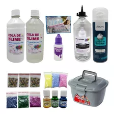 Kit Para Fazer Slime Cola Branca E Transparente + Neve 