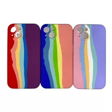 Estuche Protector Rayas Arcoiris Genérico Para iPhone 13