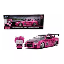 1:24 2002 Nissan Skyline Gt-r + Figura Hello Kitty Color Rosa