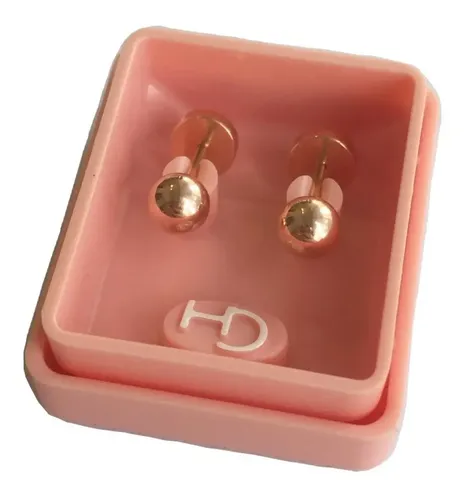 Aros Abridores Perno Oro 18k Ch Bolita 304 Dorado