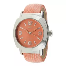 Tko Silver Cuff Brazalete De Cuero Coral Lizard Print Watch