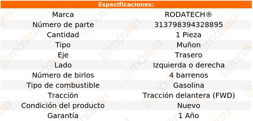 (1) Maza Muon Tra Izq/der Cabrio 2.0l 4 Cil Fwd 97/02 Foto 5