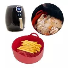 Forma Silicone Redonda Para Air Fryer Micro-ondas Vermelho