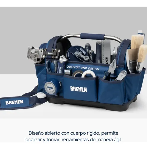 Bolso Portaherramientas Bremen Abierto 16 Base Plast 8660 Azul