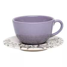 Taza De Té 200 Ml Cerámica Oxford Lilac Unni 6 Unidades Color Violeta