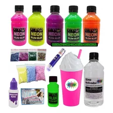 Kit Slime Colas Neon + Lanterna Luz Negra Glow Dark Brinde