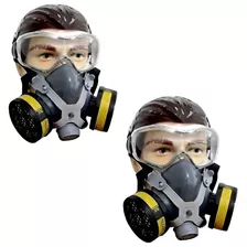 Kit 2 Máscaras Respiratória Facial 4 Filtros Gases E Óculos