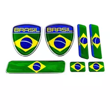 Kit Adesivos Emblemas Bandeiras Brasil Resinados 3d Res144