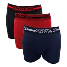 Kit 3 Cuecas Boxer Masculina Shortinho Homem Perna Cós Largo