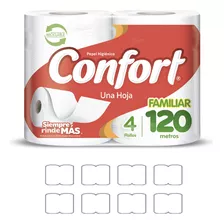 Confort Papel Higiénico Una Hoja 120 Metros 8 X 4 Rollos