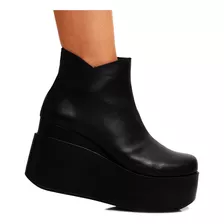 Botas Plataforma Alta Botinetas Mujer Cuero Vacuno Bristol